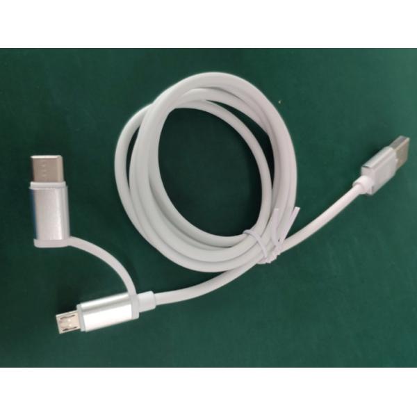 White TPE Micro USB to Type C 2 in 1 USB Data Cable USB Charging Cable For Computer, Mobile Phone, Tablet, Power Bank
