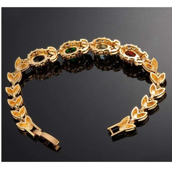 Mix Colour Crystal Women's Tennis Bracelet 18k Gold Plated Gorgeous Wedding Jewelry (JKS439)