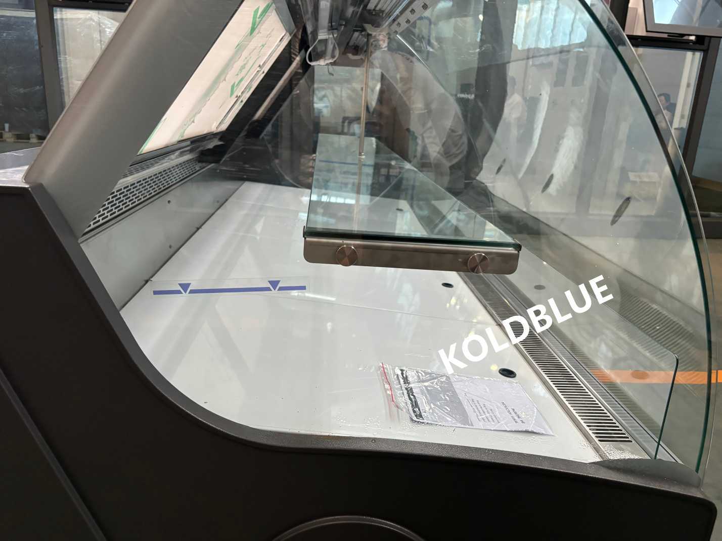 Panoramic Lift-Up Glass Display Counter With Built-In Storage Cabinet