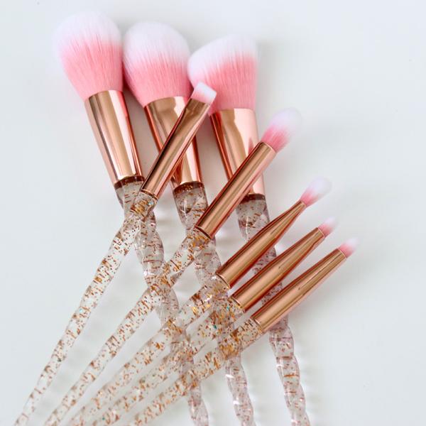 8PCS Fashion Design Cosmetic Brush Pink Glitter Plastic Handle Makeup Brush