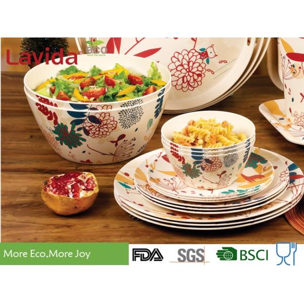 Outdoor Indoor Bamboo Fiber Dinnerware , Unbreakable Waterproof Bamboo Dinnerware Set