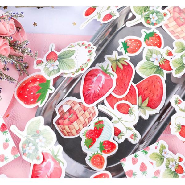 Printing Waterproof Kiss Cut Stickers Cute Strawberry Fruit Packaging Label