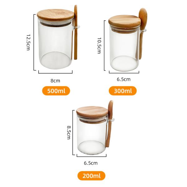 Clear Glass Rack Food Storage Container with Functional Design and Round Bamboo Lid