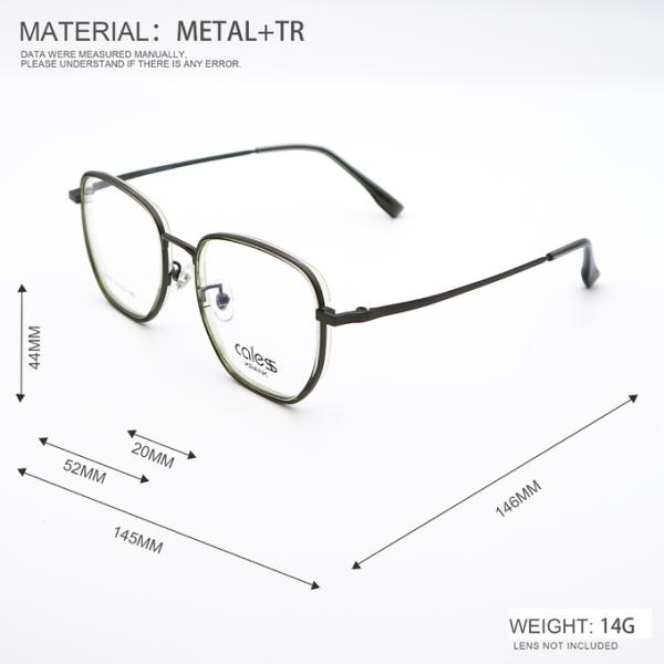 Marrón Azul Luz TR Negro Marco de vidrio de metalLentes Diseño elegante Unisexo