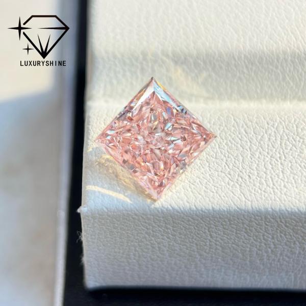 LuxuryShine 1-10CT Princess﻿ Shape Fancy pink Lab Grown Diamond VVS-VS Loose Diamonds Customized jewelry with IGI Certificate