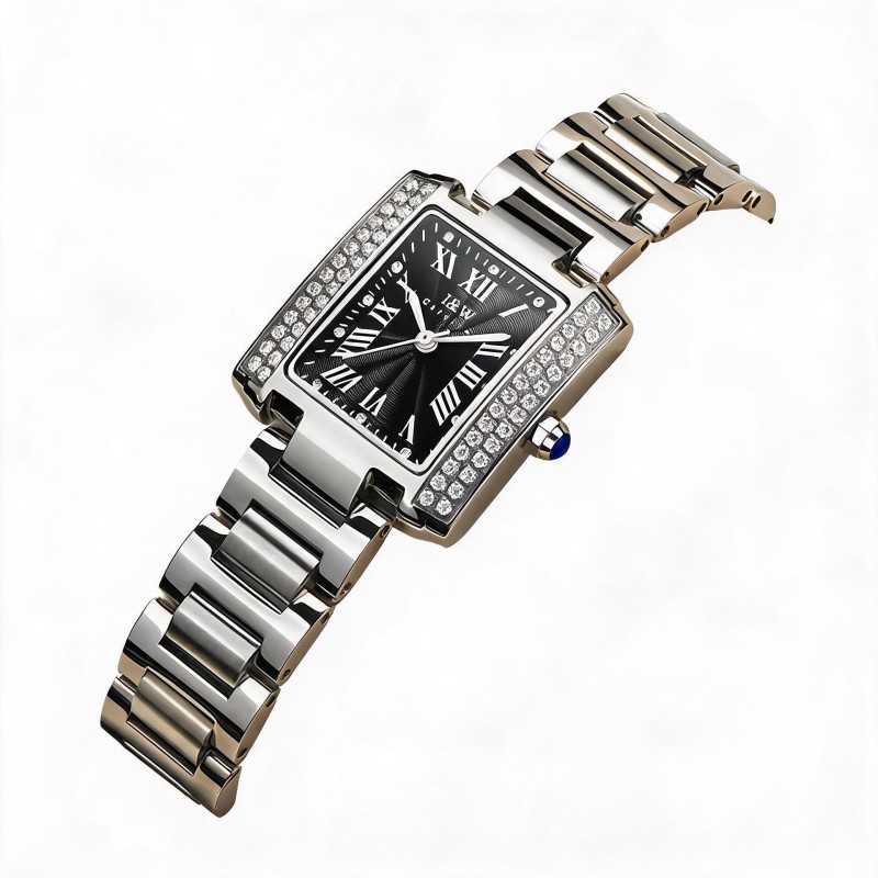 Vintage Square Ladies Quartz Watch – Roman Dial Milanese Mesh Strap