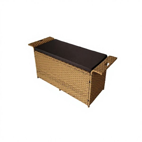 Dual-Tone PE Rattan Outdoor Storage Bench 255L Large Capacity Patio Garden Storage Box with Galvanized Steel Frame