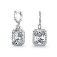 925 argent sterling Matériau de type Top Vente Blanc or Plated pendule Boucles d'oreilles de mariée