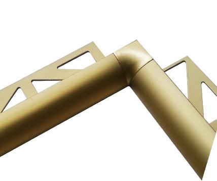 Round Aluminium Tile Trim High Corrosion Resistance Outdoor Stairs Silicone Glue Metallic Colors