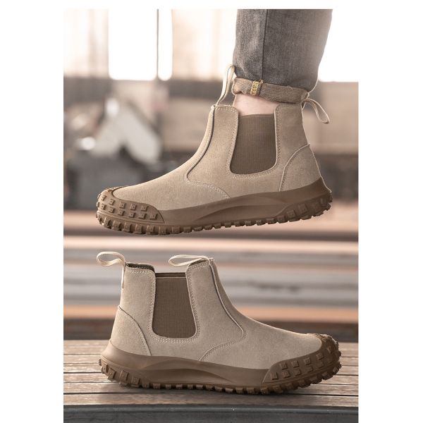 Suede Leather Chelsea Safety Shoes Steel Toe Safety Boots Kevlar Work Shoes Slip-Resistant Rubber Work Boots For Industrial Work