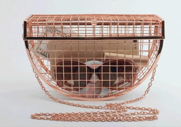 High - End Metal Mesh Metallic Clutch Bag Half-Round Hollow For Women