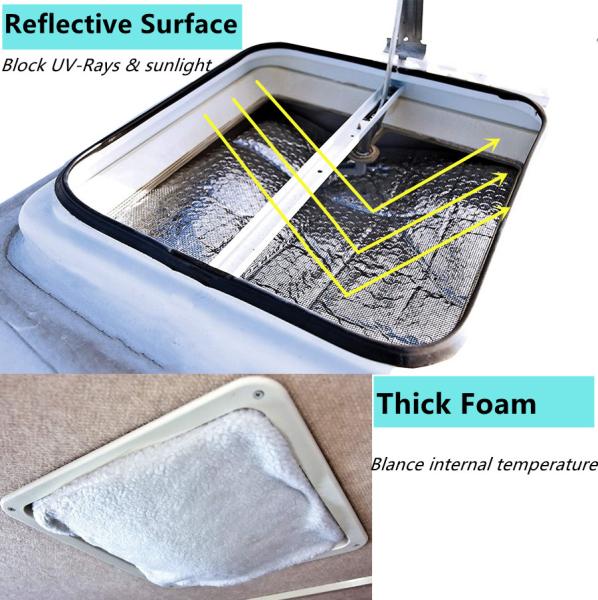 RV Vent Insulator Skylight Cover With Aluminum Foil Reflective Surface 14 X 14