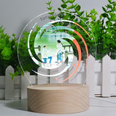 16 cores Acrílico Led 3D Base de lâmpada Touch Led Base de luz noturna com bateria recarregável