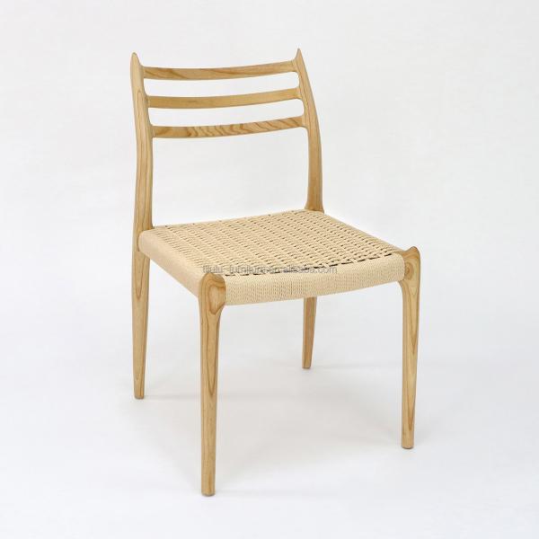Hand-woven Cord Dining Chair for Restaurant Solid Wood and Ash/Rubber Wood Construction