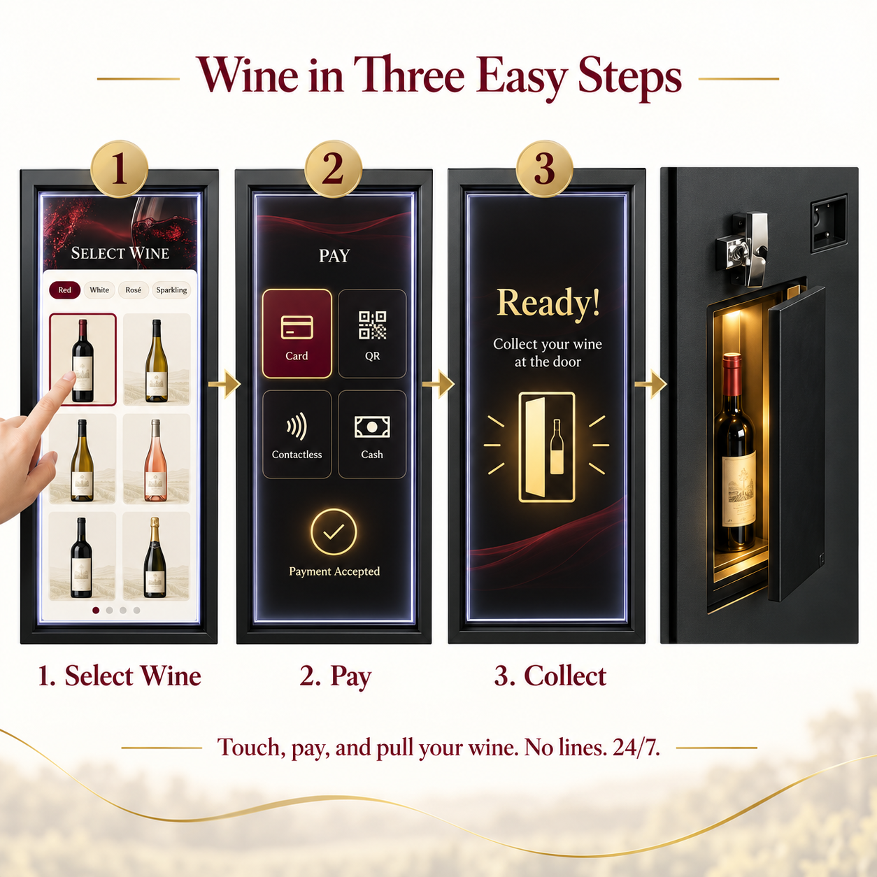 Winnsen Glass Front Display Wine Vending Machine with LED Lighted Shelves Refrigerated Cabinet