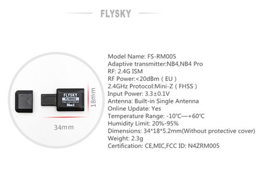FLYSKY NB4 Mini Z FHSS 2.4GHz Module FS-RM005 For Kyosho Mini-Z RWD AWD MINIZ 4X4 FWD Buggy MR03 Rc Car Accessories