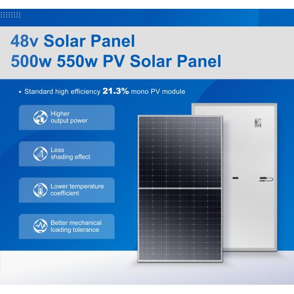 500W 550W Bifacial Photovoltaic Panels 48V Solar Bifacial PV Panels