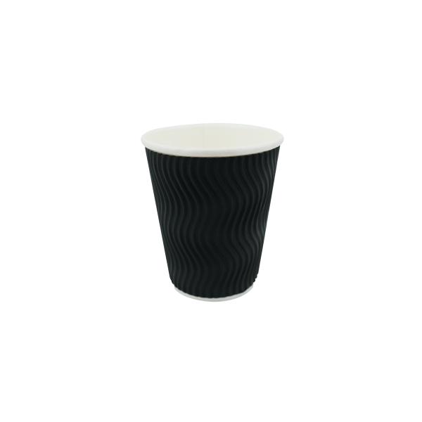 Black Ripple Wall 8oz Disposable Hot Drink Cups Preventing Leakage Effectively