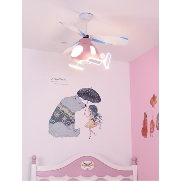 Детей предохранения от глаза самолета девушки мальчика мультфильма потолочное освещение спальни детей света вентилятора творческих