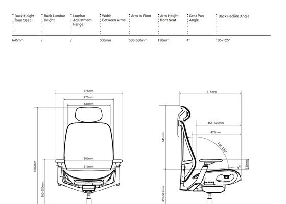 Hup Comfortable Office Chair with Adjustable Backrest Spine Support and H-Shaped Design Task Chair