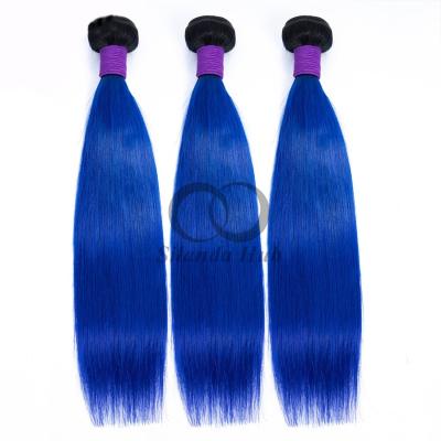 #T1B/Blue Straight Remy Human Hair Bundles Sew In Weave Bundles Brazilian Bundle Deals