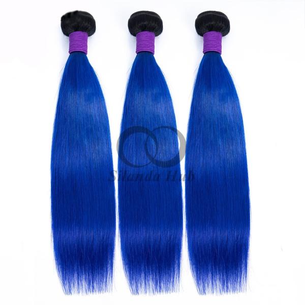 #T1B/Blue Straight Remy Human Hair Bundles Sew In Weave Bundles Brazilian Bundle Deals