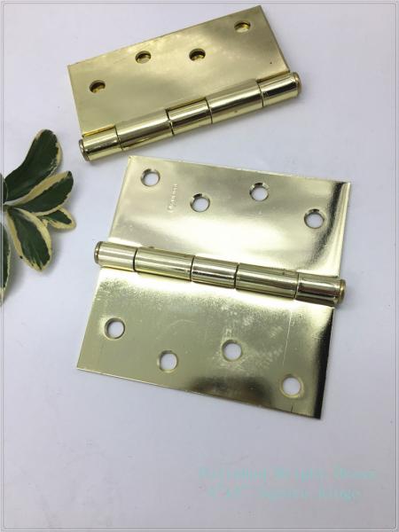 4 Polished Bright Heavy Duty Swinging Door Hinges Square Type