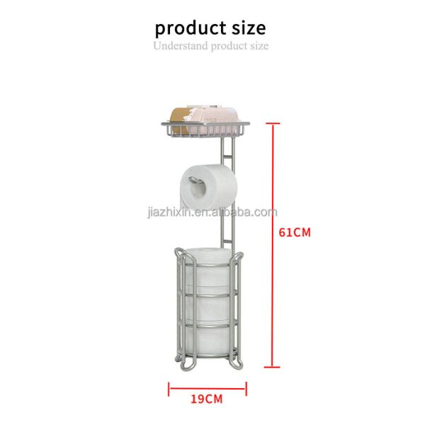 Bathroom Metal Toilet Paper Holder Stand  with Phone Shelf for Bathroom Storage Holds Reserve Mega Rolls Tissue Organizer Holder