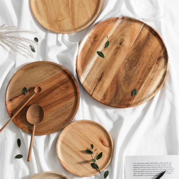 Wooden Round Plate Food Tray with Customized Request and Customization in US