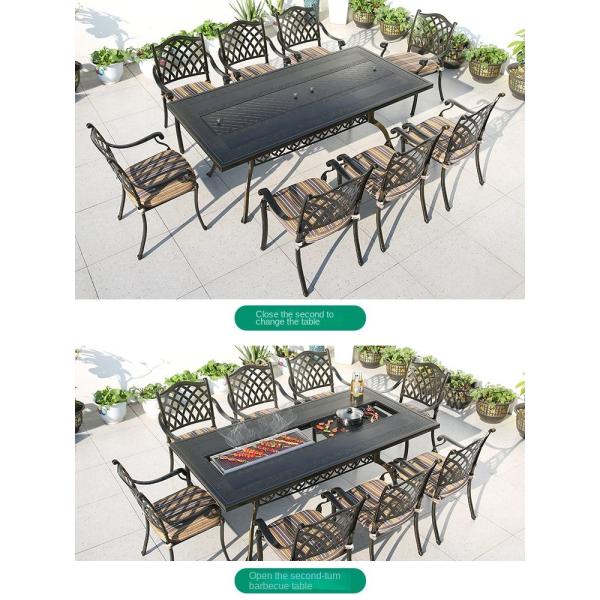 Cast Aluminum Multifunctional BBQ Garden Set Outdoor BBQ Grill Table