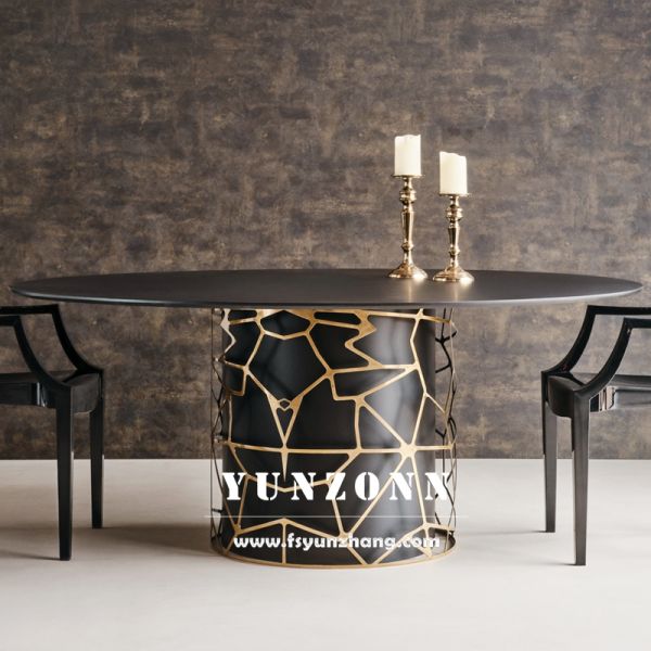 Wholesale Luxury Living Room Furniture Interior Night Club Exterior Turkey Design Black Stainless Steel Table for Wedding
