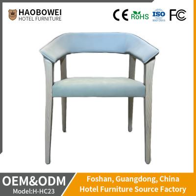 Hardwood Frame Armed Grey Leather Dining Chairs For Hotel Restaurant Banquet