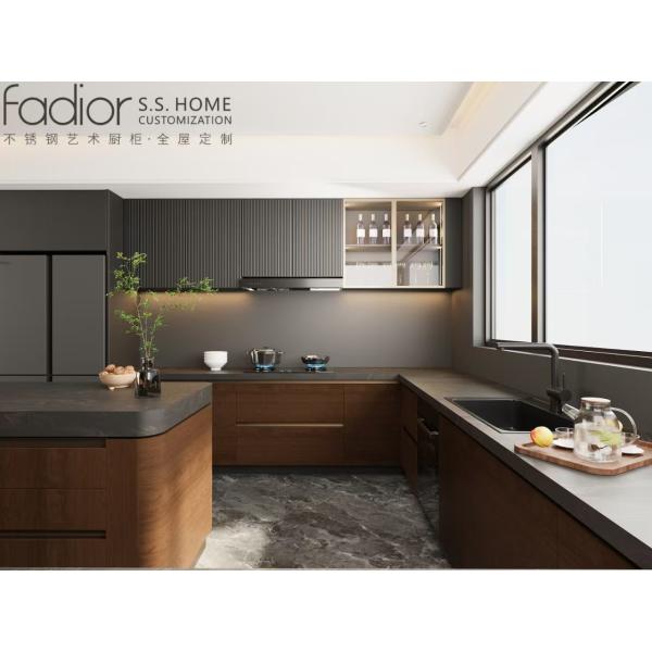 Urban Wood Grain Walnut Series Fadior Stainless Steel Custom Kitchen