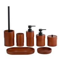 Acessórios do balcão de banho Brown OAK Conjunto de forma redonda Dispensador de sabão de bomba preto