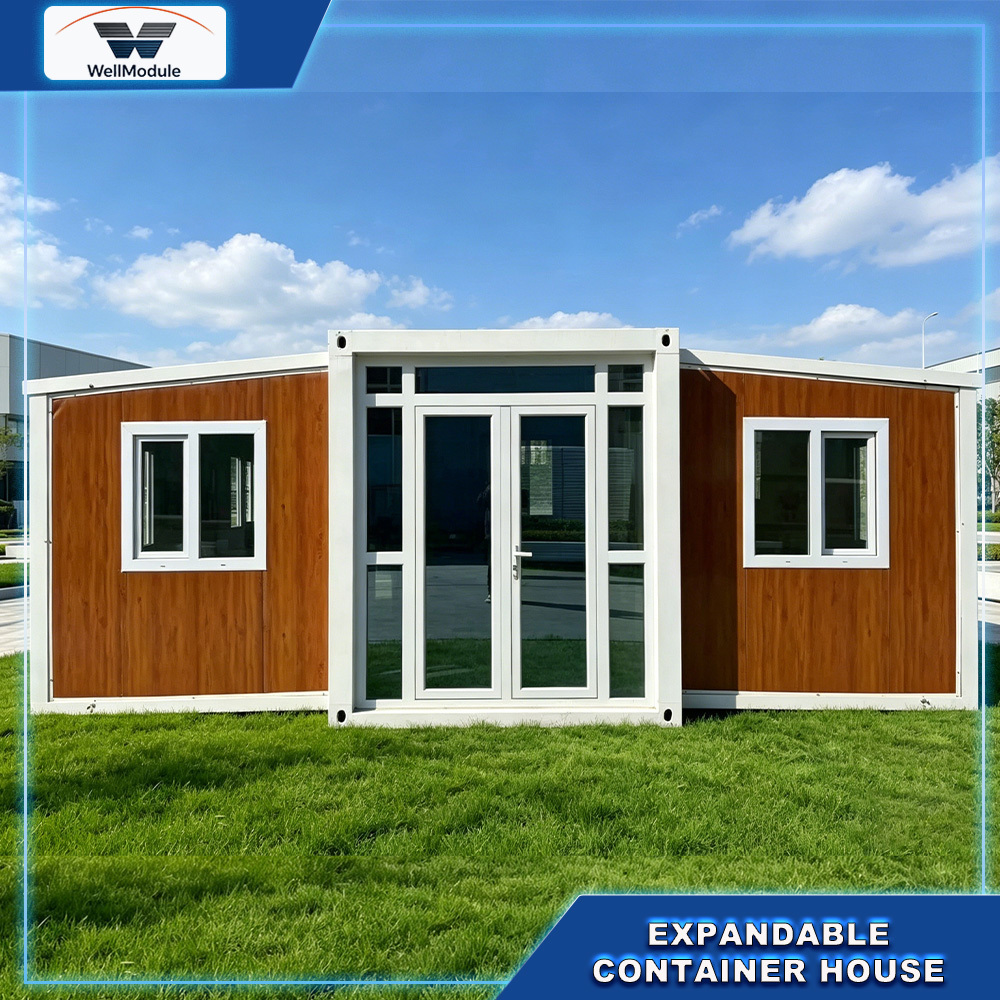 Expandable container house modular design customizable layout energy solution for temporary and permanent accommodation needs