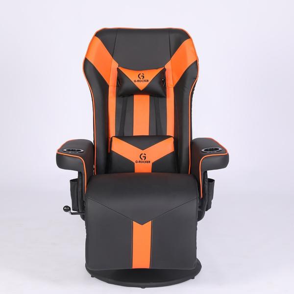 Office Home Gaming Chair With Cup Holder And Footrest In White Racing Style