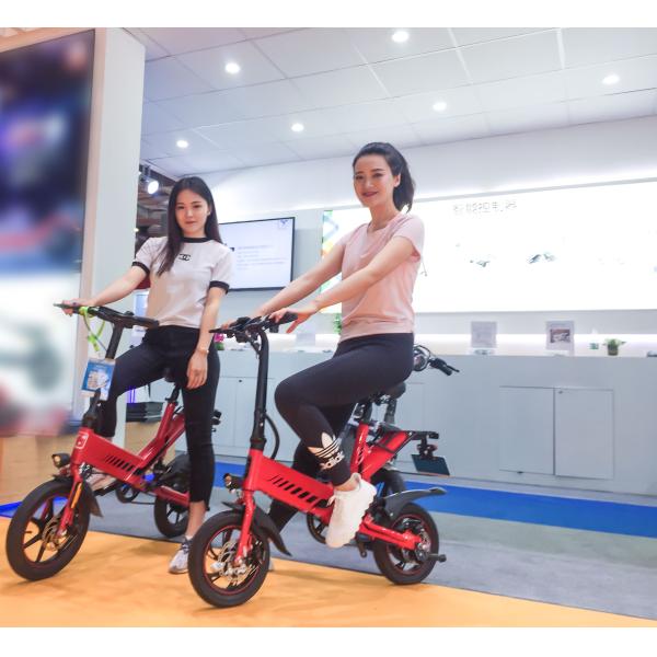 Portable Electric Bicycle Folding Road Bike 14 Inch Front / Rear Double Disc Brake