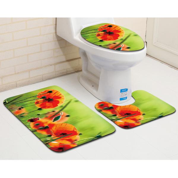 Polyester Sunflower Toilet Seat Cushion Toilet Lid Cover Set