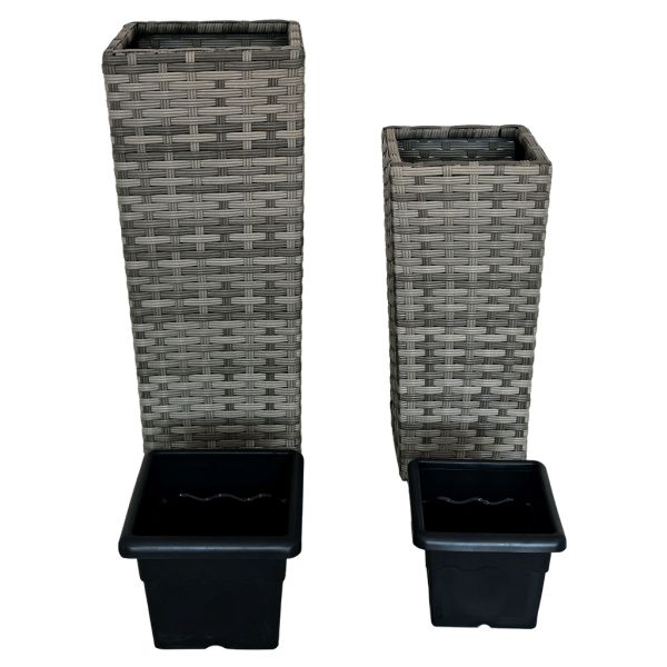 Outdoor Indoor Rattan Flower Pot Wicker Garden Square Planter