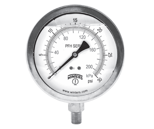 WINTERS PAM-10 Stainless Steel Ammonia Gauge with IP65 Protection and ±0.25% Accuracy for Industrial Pressure Measurement