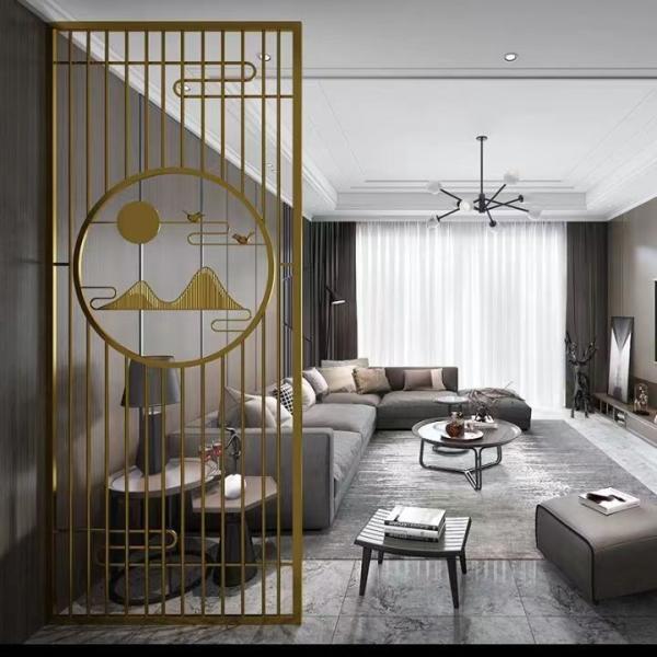 Modern Stainless Steel Screen Partition Metal Grille Carved Folding Room Divider