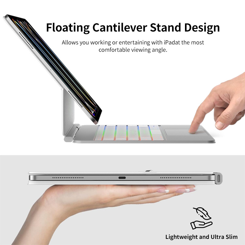 Support Customized Luxury Magnetic Keyboard Case 2400Gs Strong Magnet Portable Trackpad Keyboard Cover for iPad Pro 13