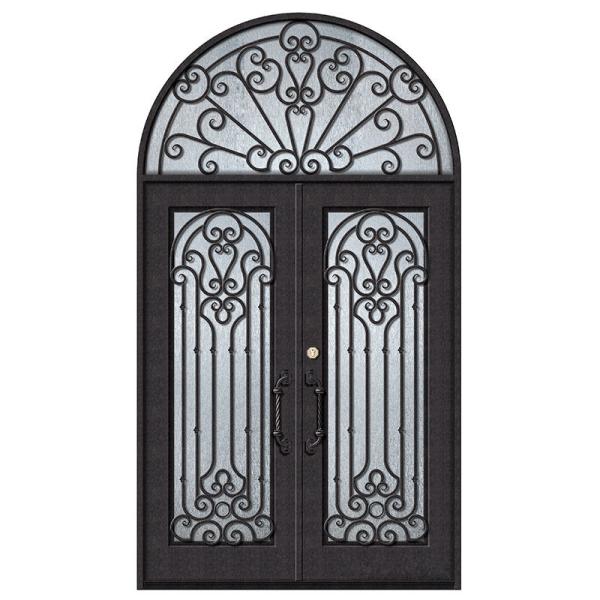 Luxury Main Wrought Iron Security Door , Exterior Metal Entrance Door