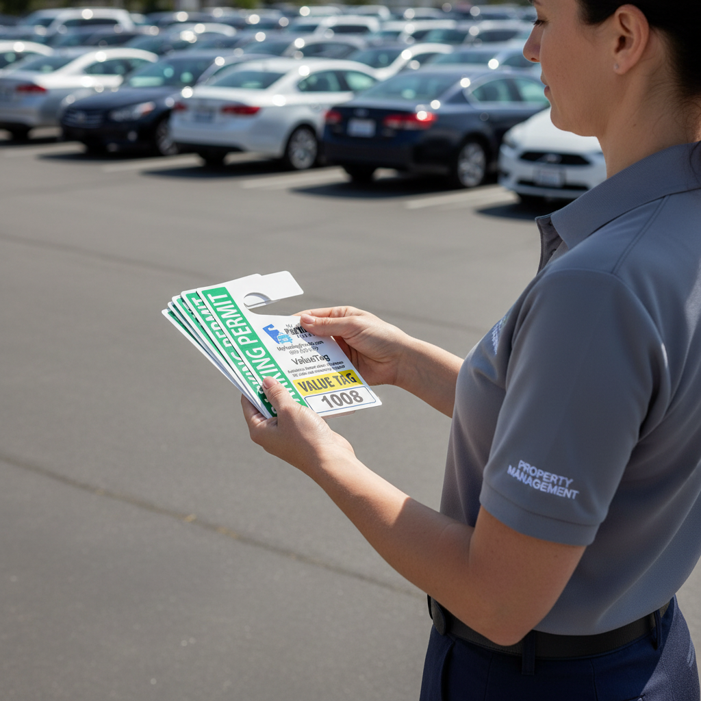 Custom Printed Logo Parking Permit Hang Tag Plastic Waterproof Car Tag