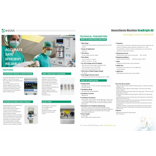 APL Valve Excellent Tightness Anesthesia Machine  Integrated Breathing Circuit