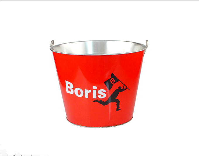CMYK Tin Ice Bucket Tongs , Galvanized Beer Bucket 5L Volume