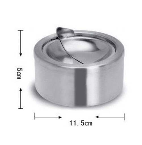 Stainless Steel Cigarette Ashtray Lid Silver Windproof Ashtray