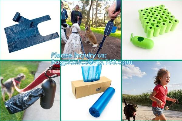 LED Flashlight Dog Waste Bag Dispenser Holder with Pet Waste Bag Poop Roll Bags, BPI ASTM D6400 EN13432 Approval Customi