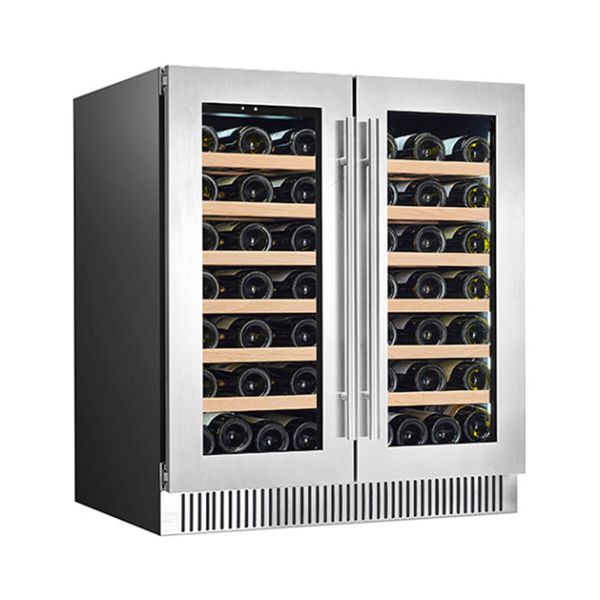 ETL Certificate 68 Bottle Independent Dual Temperature Two Glass Door Red Wine Refrigerated Storage Display Freezer