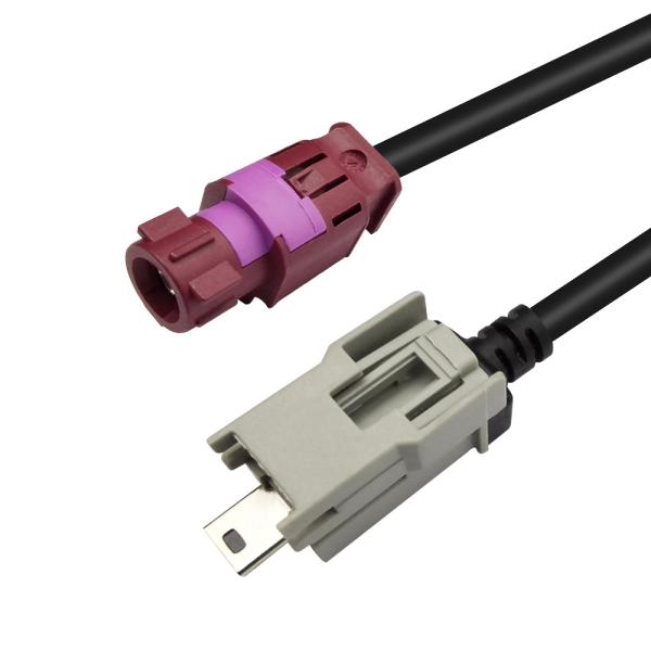 Conector prático do código FAKRA do conjunto de cabo D do fio de HSD a MINI B USB